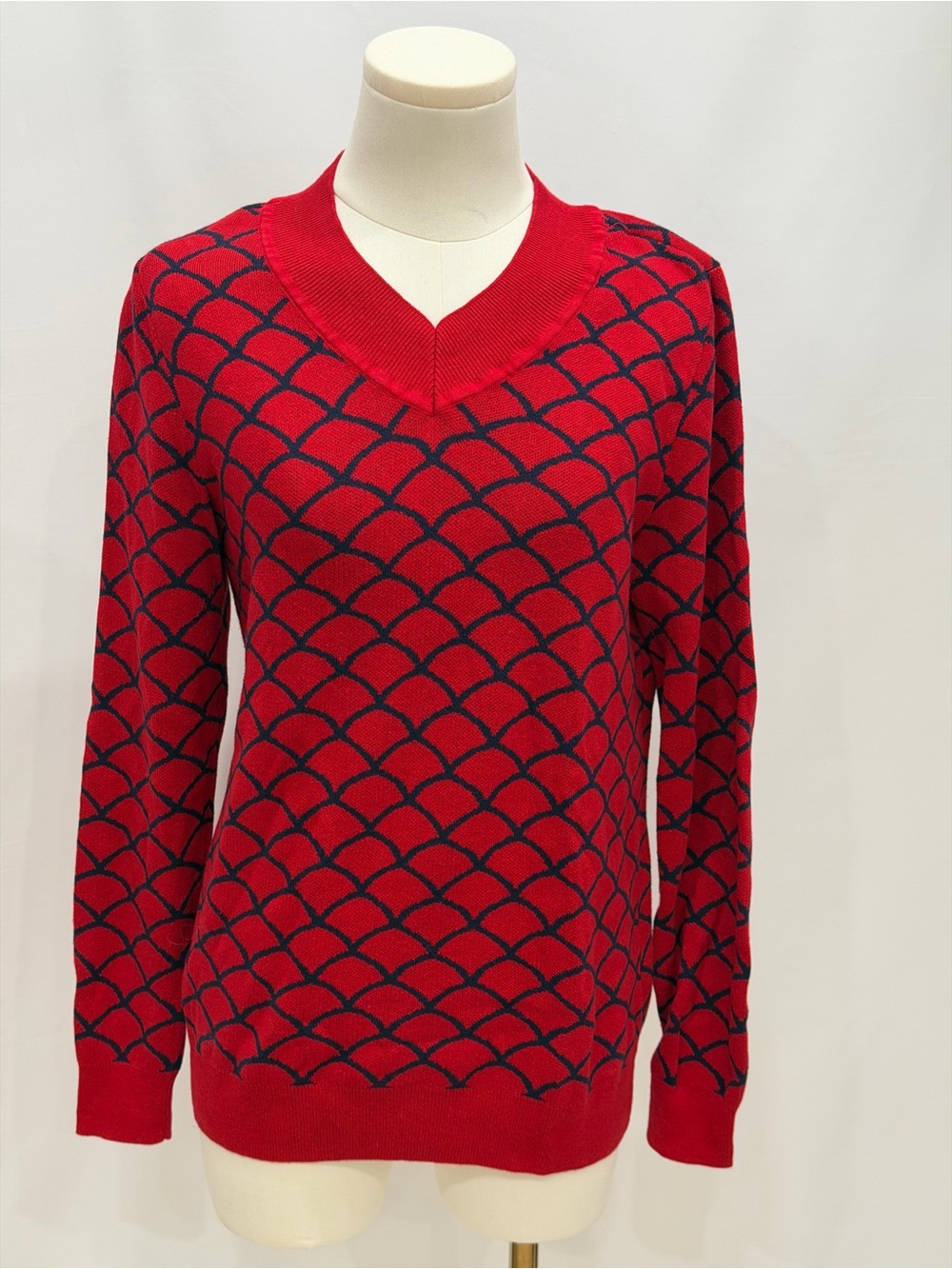 Studio Park x Alberti Popaj QVC Festive V-Neck Sweater Red Size S